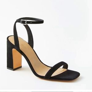 Ann Taylor Suede Square Toe Block Heel Sandal